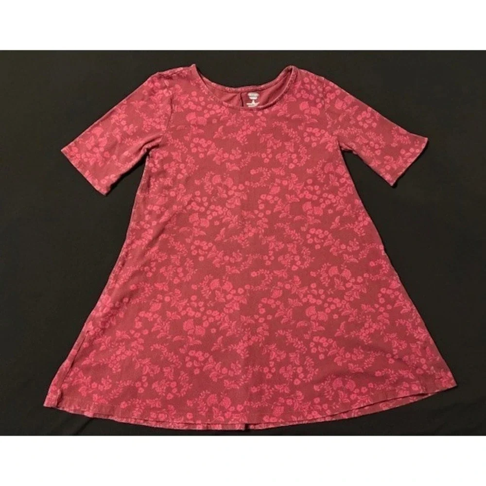 Old Navy burgundy floral patterned dress girls size 8
